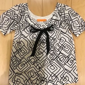 Cynthia Steffe White Blouse w/ Black Ribbon Piping